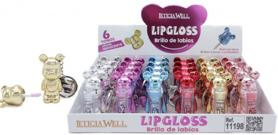 Lipgloss Llavero Osito Iridiscente Leticia Well